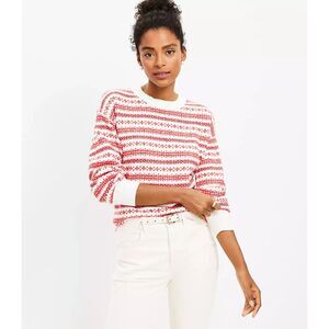 LOFT Petite Fair Isle Stripe Everyday  sweater XS Norwegian Christmas design